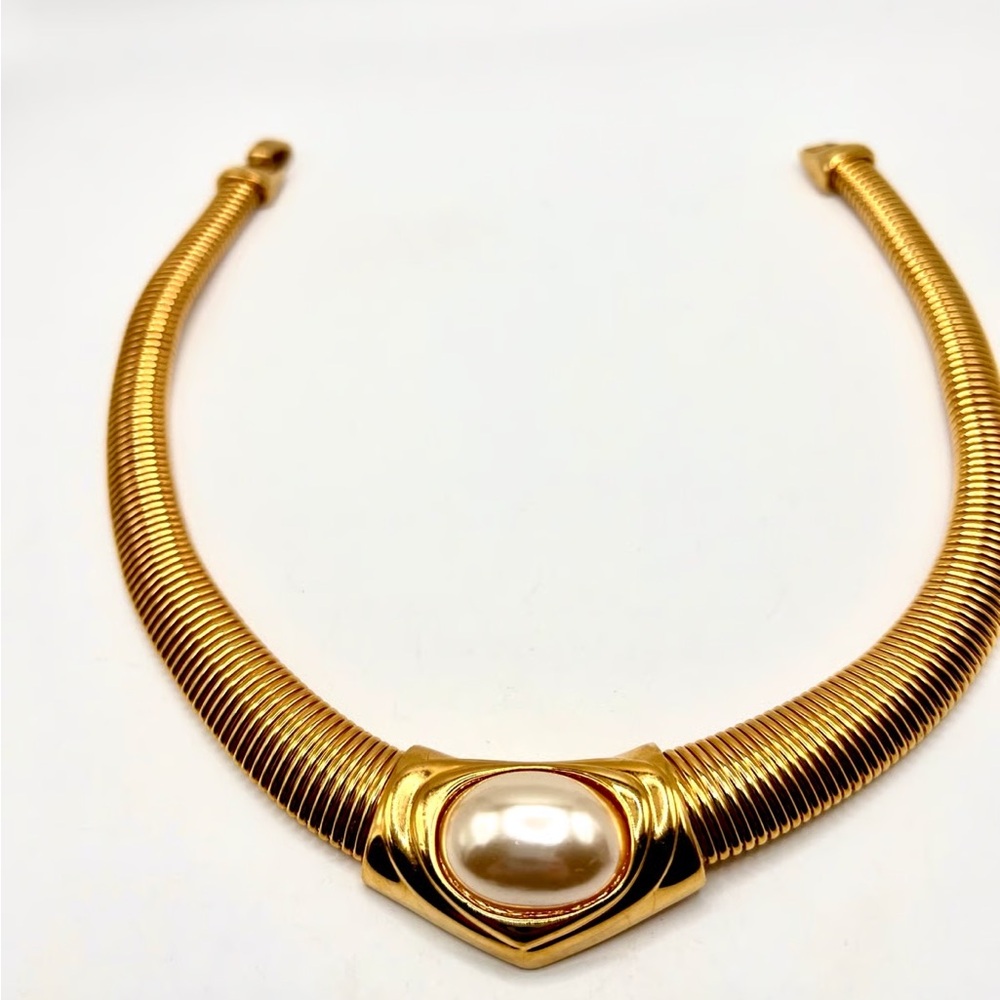 Napier Gold Necklace with Pearl Centerpiece